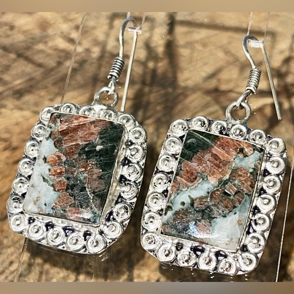 “The Marriage Stone” Astrophyllite Earrings 2” - Picture 5 of 15